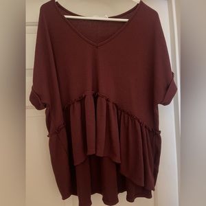 Charlotte Avery RIB baby doll V-neck top